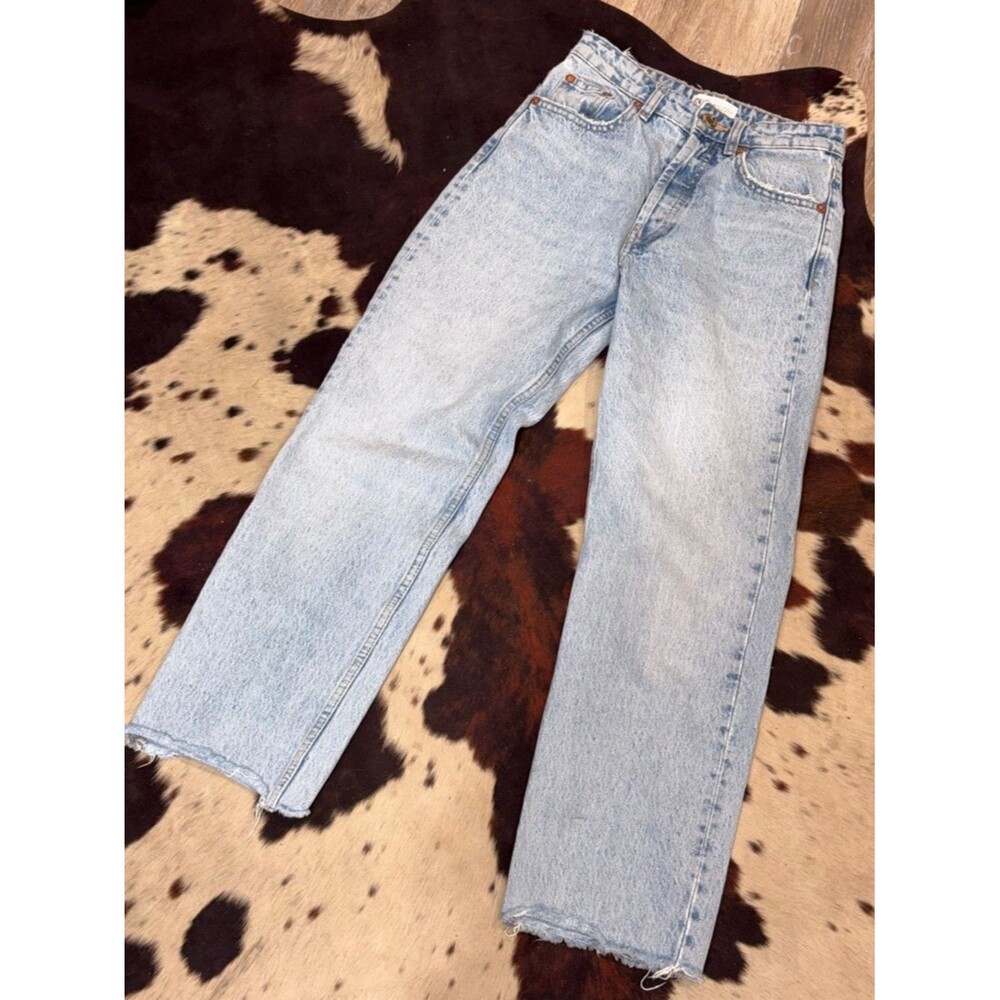 Zara Light Blue Super flattering rigid wide leg Jeans - Picture 2 of 5
